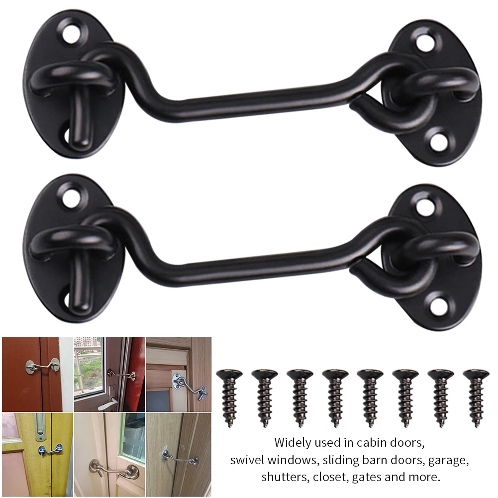 

2pcs/set 4inch Heavy Duty Privacy Protection Security Home Barn Door Latch Solid Easy Install Gate Lock Stainless Steel Bathroom