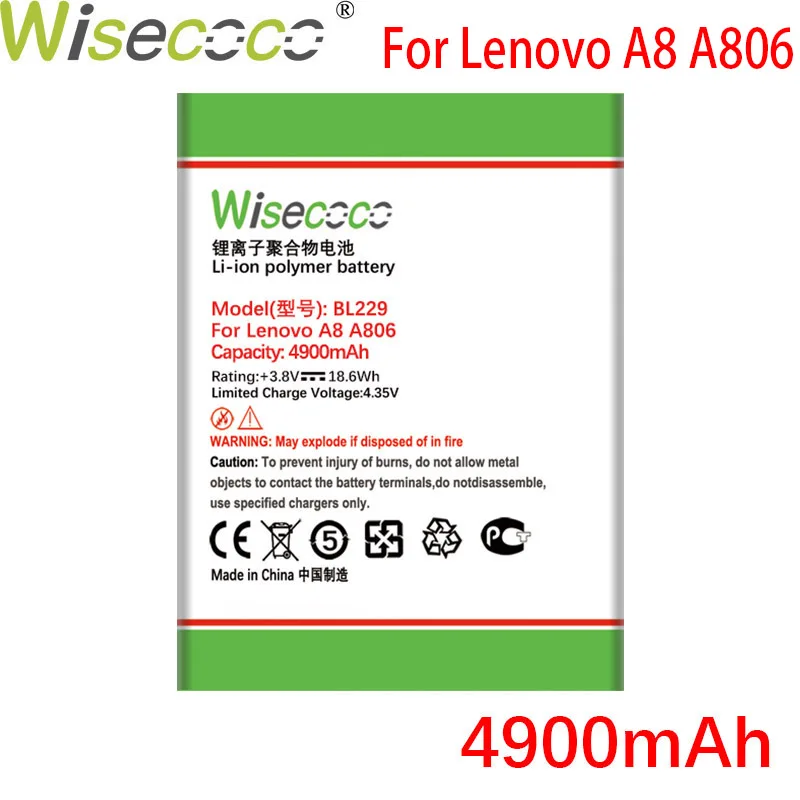 WISECOCO 4900 мАч BL229 батарея для Lenovo A8 8 A806 A808T 806 808 т Мобильный телефон аккумулятор с