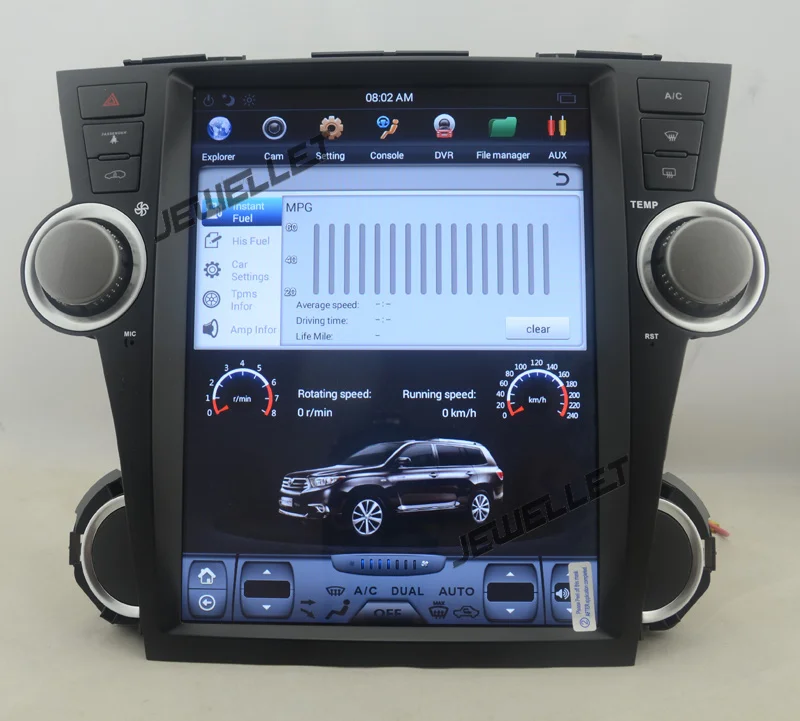

12.1" tesla style vertical screen android 9.0 Six core Car GPS radio Navigation for Toyota Highlander Kluger 2008-2013