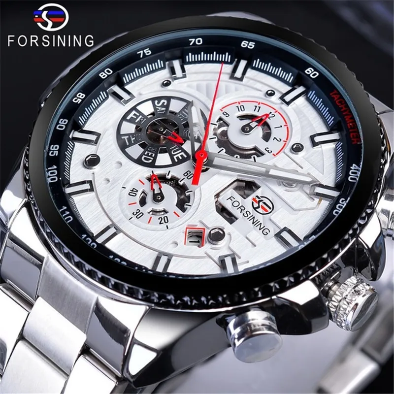 

Multi function sports chronograph hand men's watches forsing waterproof automatic mechanical self winding mens watch top luxry