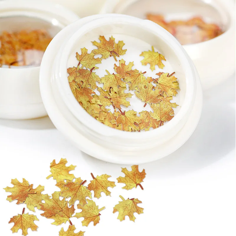 1 коробка кленовые листья Блестки для нейл Арта (искусство украшения ногтей)