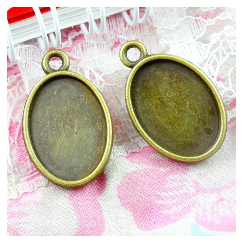 

50 шт./лот 13*18 мм Внутренний размер античный бронзовый двусторонний кулон Установка Камея База лоток Diy ювелирных изделий