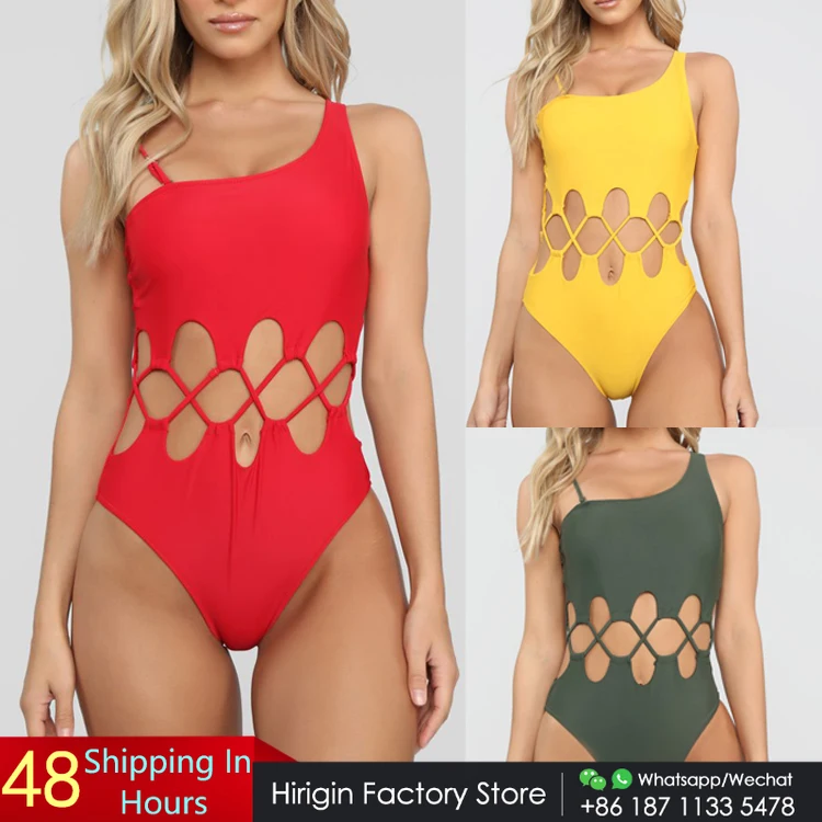 Пикантные открытые Однотонная одежда Купальники 2019 Новый Для женщин Одна деталь