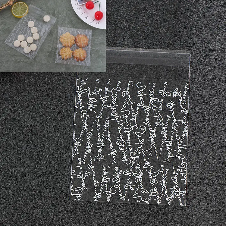 White Letters LBSISI Life 100 шт 10*10+ 3 см мешки для печенья, конфет для дома Рождество свадебное украшение самоклеящаяся пластиковая упаковка для пищевых продуктов полипропиленовый подарочный пакет - Цвет: White Letters