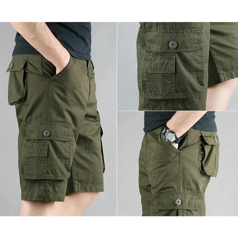 

Summer Men's Tactical Cargo Shorts 2021 Baggy Multi-Pockets Military Zipper Cotton Trousers Fashion Camouflage Shorts Male 5XL