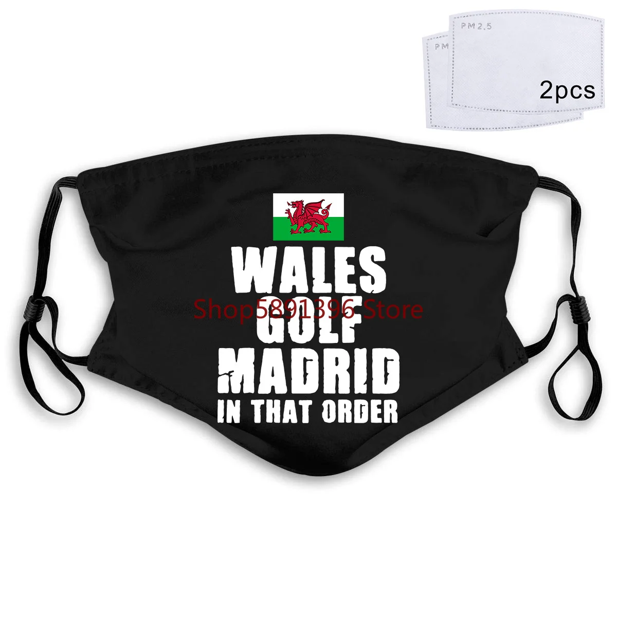 Wales Golf Мадрид маска забавная валлийская для тюков Футболка Топ Красный Мужской