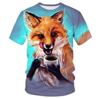 hot sell 3d printed animal fox cat women t shirts summer girls high quality cute color casual short sleeves female male tshirts