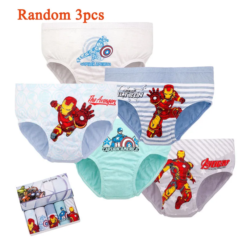 Random 3pcs Детские трусики, 5 шт./компл. хлопковые трусы для детей, Человек-паук Железный человек, трусы для маленьких мальчиков и девочек, трусы для мальчиков и девочек, детские трусы - Цвет: Random 3pcs