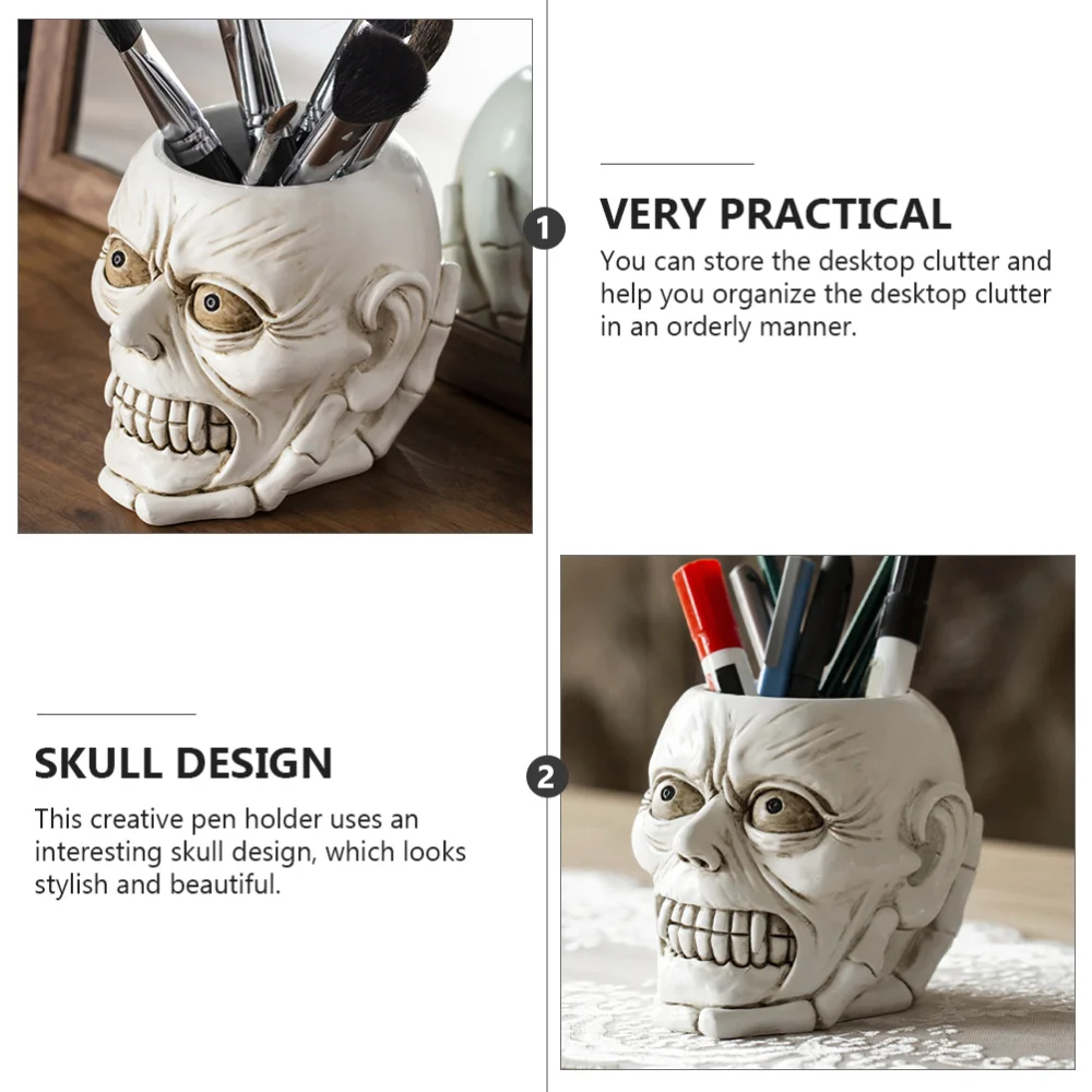 

1Pc Shape Storage Container Decorative Pen Holder Desktop Organizer White