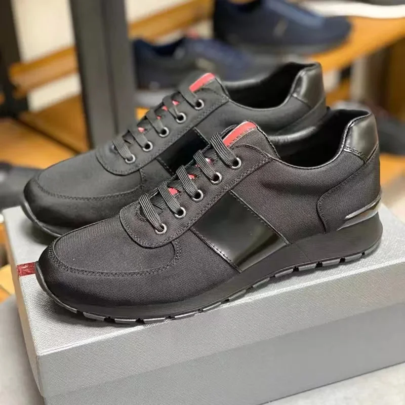 

Size38~46 Designer Nylon and Leather Fabric Runner Trainers High Quality Fashion Men's Leather Patchwork Low Top Sneakers