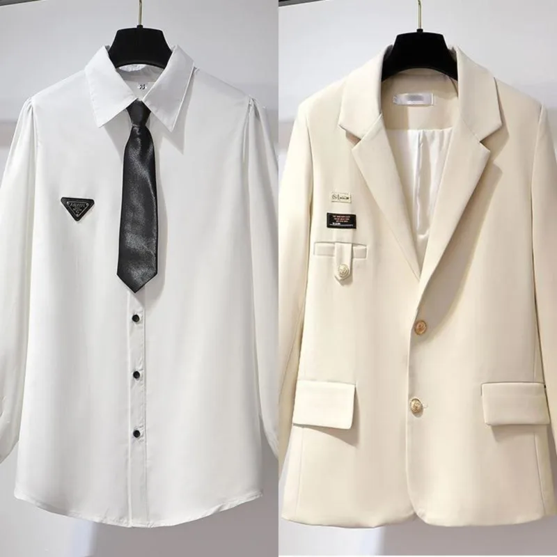 Женский блейзер и юбка в стиле преппи с английским воротником плиссированная