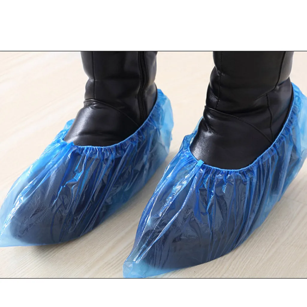 100Pcs/set Plastic Waterproof Disposable Shoe Covers Rainy Day Floor Protector Cleaning Cover Blue Hot Sale | Обувь