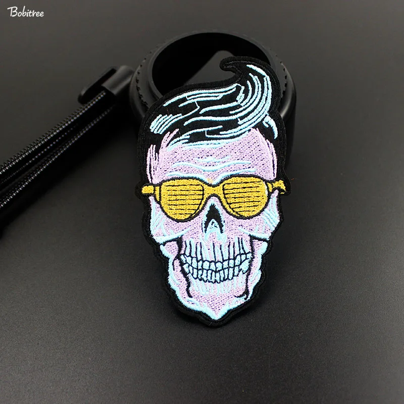 Креативные нашивки с черепом бейдж утюгом вышитая аппликация потрясающие