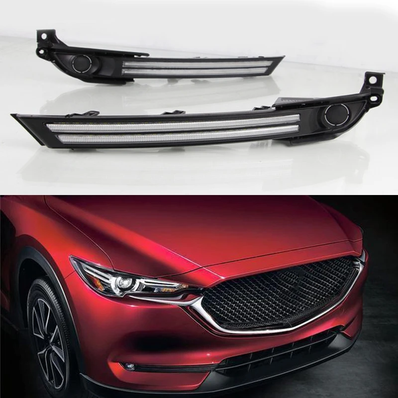 

Auto LED Daytime Running Light Fog Lamp Flowing Turn Signal Relay Waterproof DRL for Mazda CX-8 CX-5 2017-2019