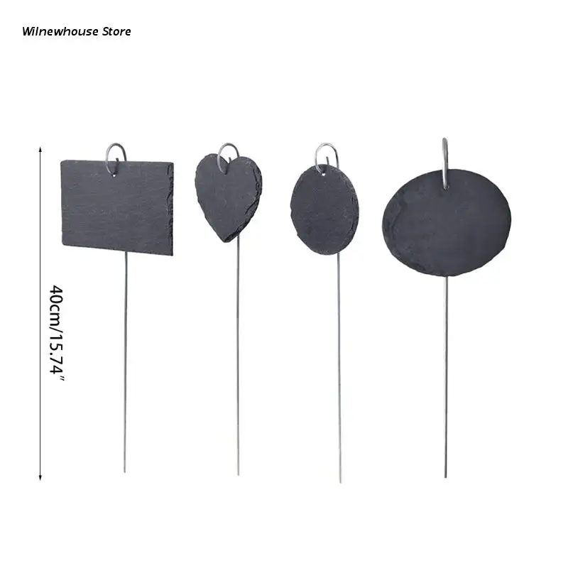 

F62A 5 Pcs Natural Slate Labels Plant Signs Reusable Garden Markers Plant Stake Tags for Vegetables Succulents Potted Flower
