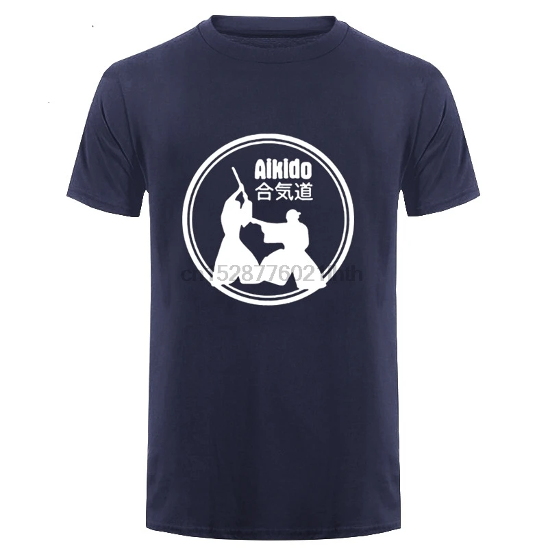 Летняя новинка футболка с принтом Aikido jiu jitsu Мужская коротким рукавом и круглым