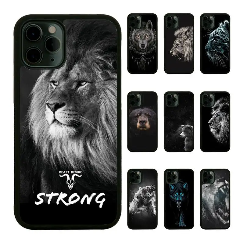 

Lion Leopard Bear Wolf Grey Phone Case For iPhone 13 12 11Pro Max 11 XR XS Max X 8 7 6 6S Plus Mini SE 2020 hard Fundas
