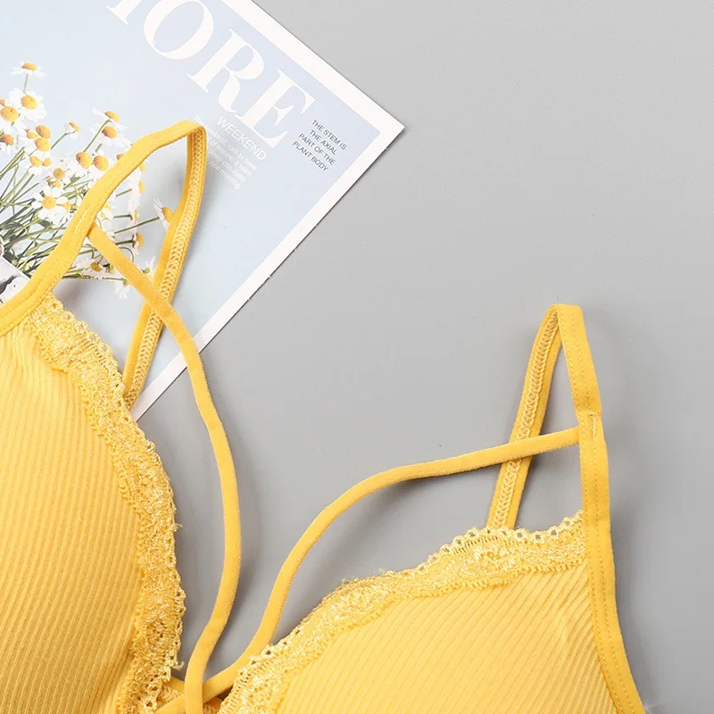 Женский кружевной топик без косточек лифчик с перекрещивающимися бретелями