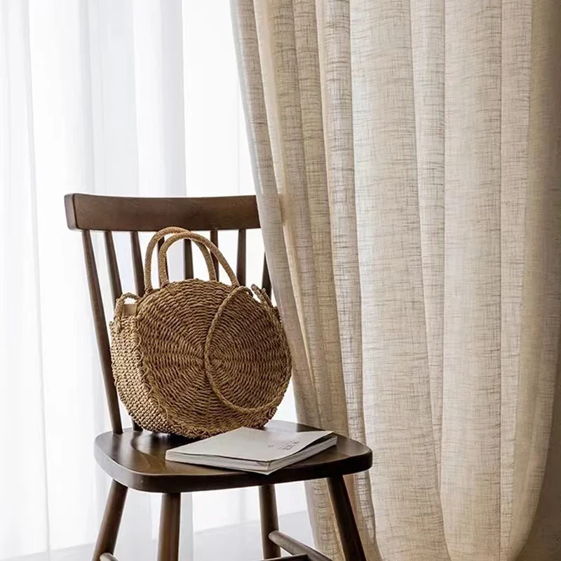 Бесплатная доставка льняные занавески-натуральные белые фиолетовые синие