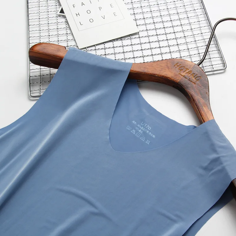 Майка мужская шелковая с v образным вырезом пикантный жилет без рукавов не