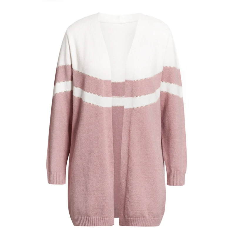 Women'S Fashion Round Neck Striped Sweater Loose Knit Top Pullover