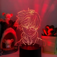 anime my hero academia shoto todoroki face design led night light lamp light lamp child bedroom decoration acrylic anime lamp