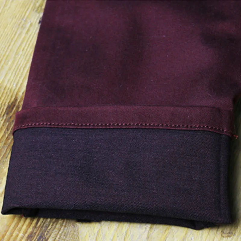 2019 Для женщин размера плюс темно красные сапоги до середины с высокой талией