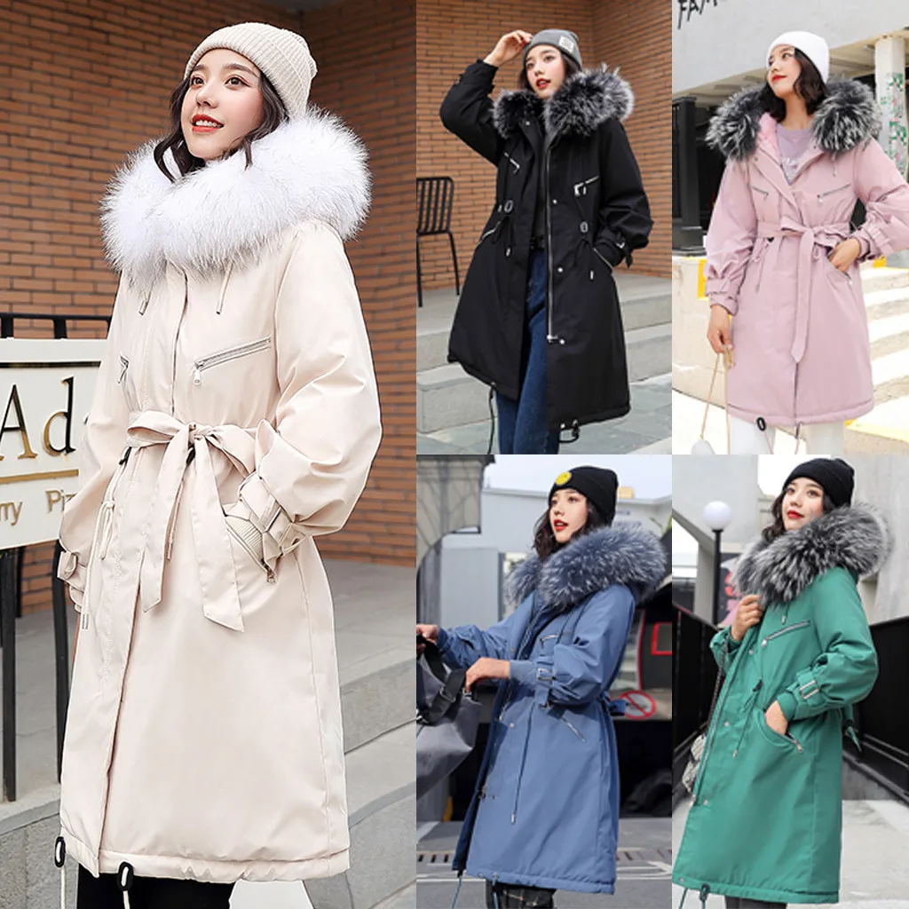 Женский пуховик JAYCOSIN длинная однотонная верхняя одежда с искусственным