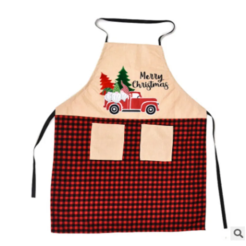 

Merry Christmas Apron Vintage Cute Truck Flower Print Adjustable Cooking Housework Aprons for Men Women Kitchen Cleanning Tools