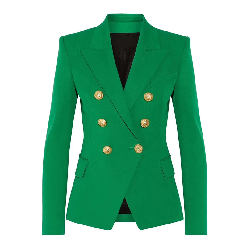 HIGH STREET 2023 Stylish Designer Blazer Women's Double Breasted Lion Buttons Slim Fitting Blazer Jacket