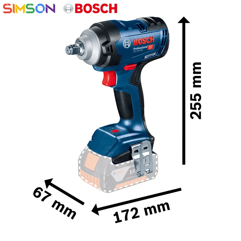 Bosch GDS 18v-400 бесщеточный литиевый ударный гайковерт 400 нм искусственный