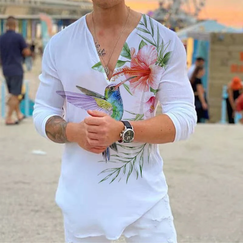 Футболка мужская с длинным рукавом и V-образным вырезом | Мужская одежда