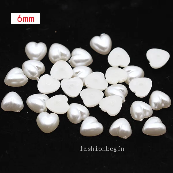 100p 6mm heart Имитация жемчуга цвета слоновой кости для скрапбукинга, украшения для рукоделия, украшения для ногтей, изготовление свадебных открыток, сшитые бусины для одежды, разные формы - Цвет: 100p 6mm heart