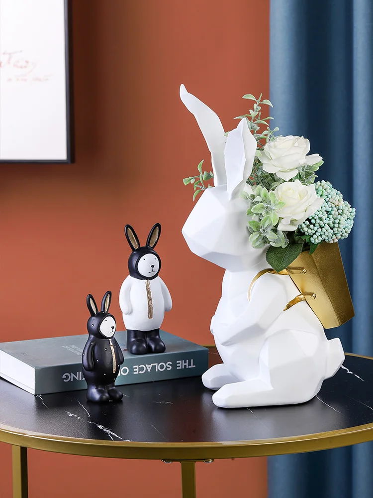 

Creative lovely simple rabbit flower ornaments living room desktop decorations indoor garden vase ornaments