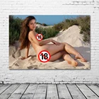 Картины на холсте с изображением красивой сексуальной девушки на пляже для взрослых, плакаты и принты на стену, декор для гостиной