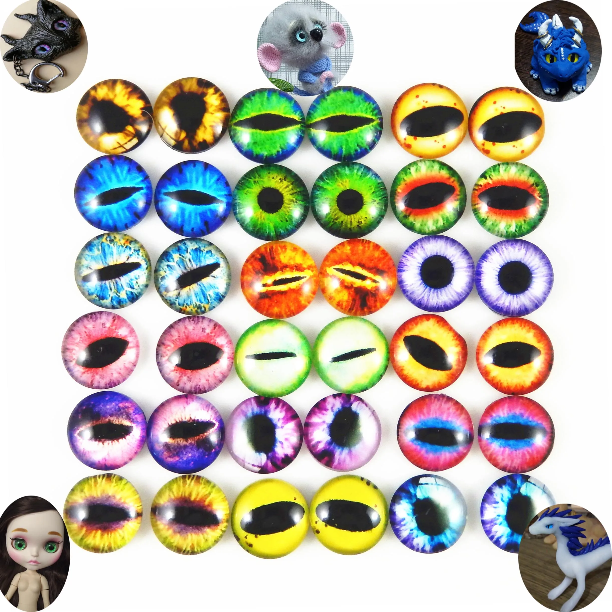 Круглые Стеклянные Кабошоны 10-50 шт. разные Аксессуары Для кошачьи глаза |
