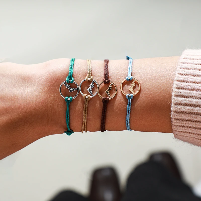 Docona богемные браслеты с подвеской в виде горного пика для женщин Регулируемый