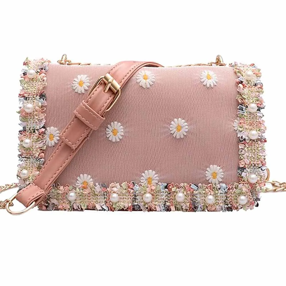 

Women Fashion Flowers Crossbody Bag Female Luxury Designer Handbags Simplicity Chain Shoulder Bags For Ladies Free Shipping Flap
