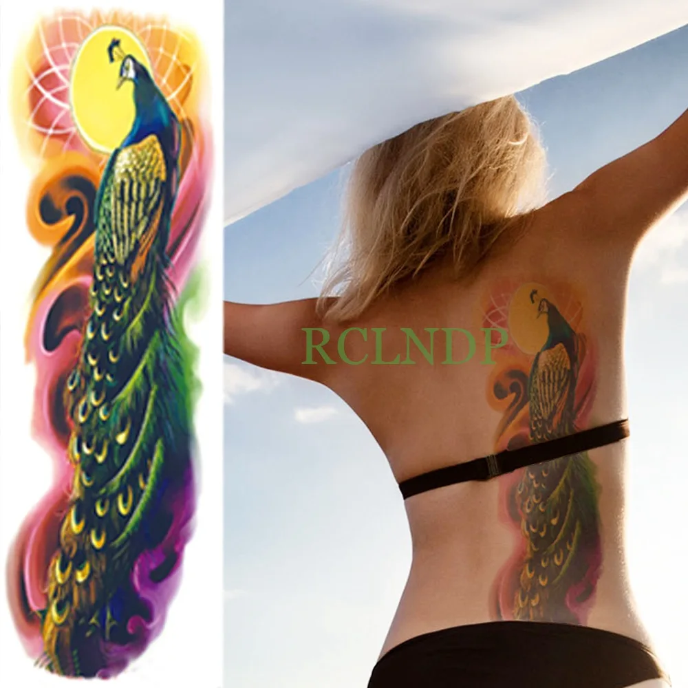 Водонепроницаемая Временная наклейка для тату с павлиньими розами наклейки