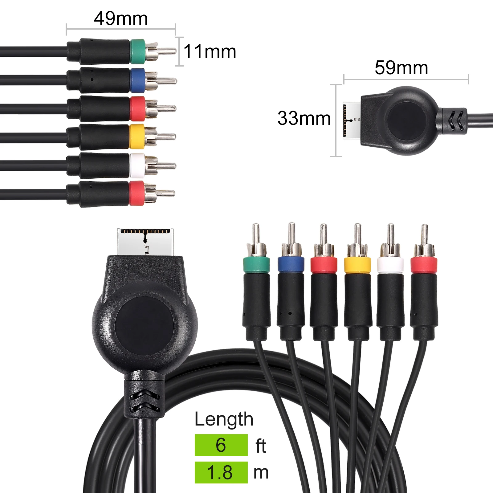 Кабель LiNKFOR YPBPR 1 8 м высокое разрешение HDTV RCA для PS2/PS3/PS3 Slim игровой консоли |