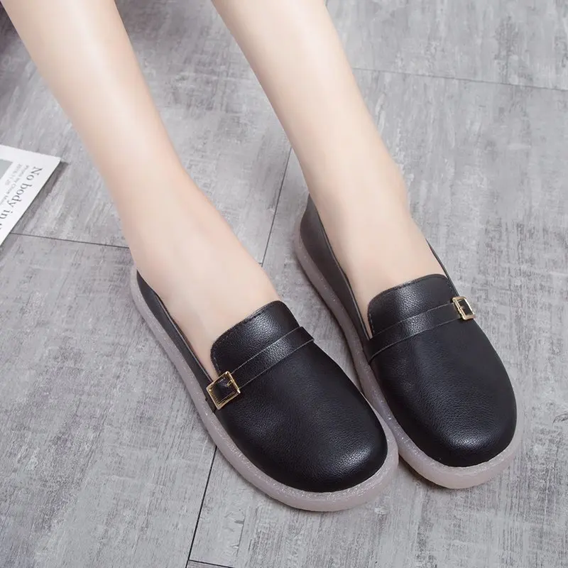 

2021 Women's Comfortable Shoes Made of Genuine leather Slip-on Loafer shoes women Damping Non-slip Flat shoesfg56