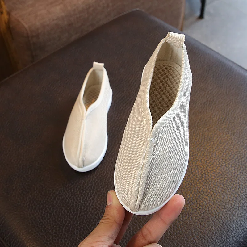 Туфли Hanfu для мальчиков детские тканевые кроссовки обувь с низом из сухожилий