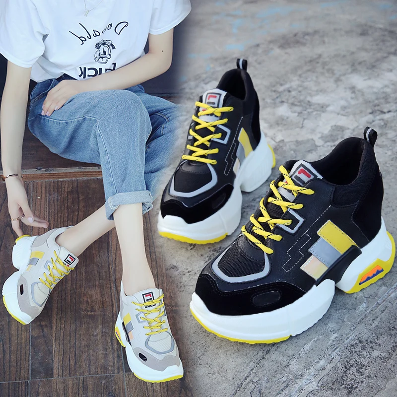 Женская повседневная обувь на шнуровке белые кроссовки каблуке 8 5 см танкетке