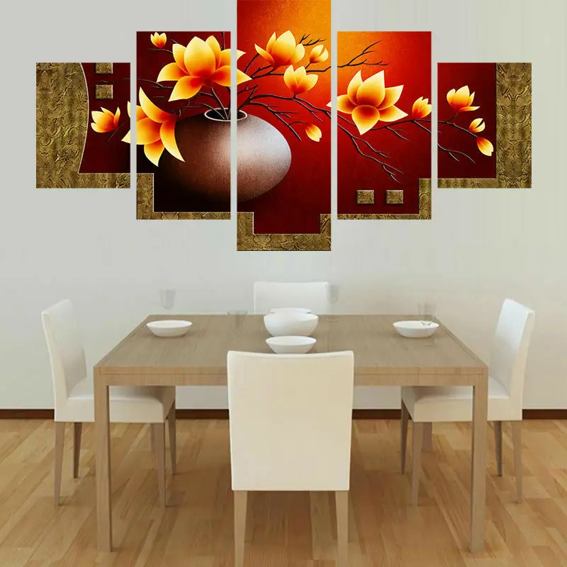 

5 Piece Canvas Chinese Style Zen Flowers Painting Wall Art Print Home Decor HD Pictures 5 Panel Poster No Framed Paintings