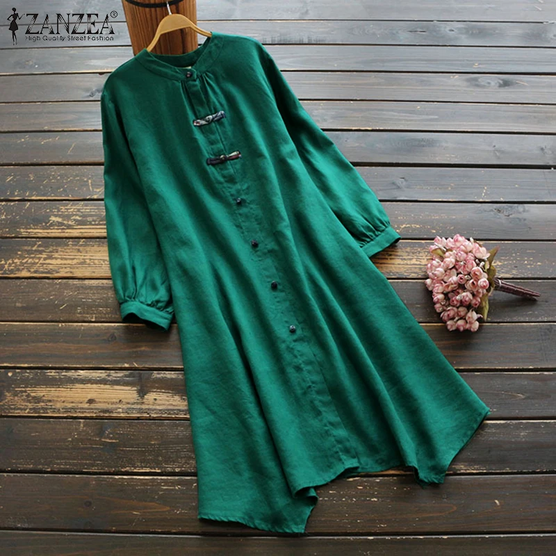 Платье женское льняное с принтом плиссированное платье рубашка до колен в стиле