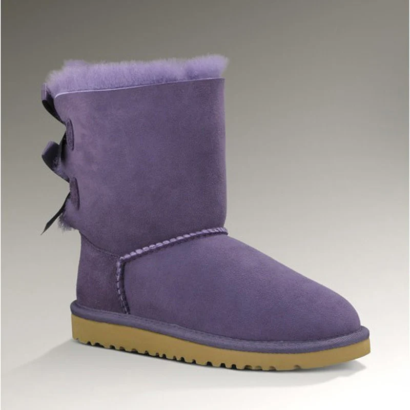 Purple Модные женские ботинки; теплые шерстяные зимние ботинки; зимние ботинки из овечьей кожи; высококачественные Нескользящие женские ботинки с натуральным мехом - Цвет: Purple