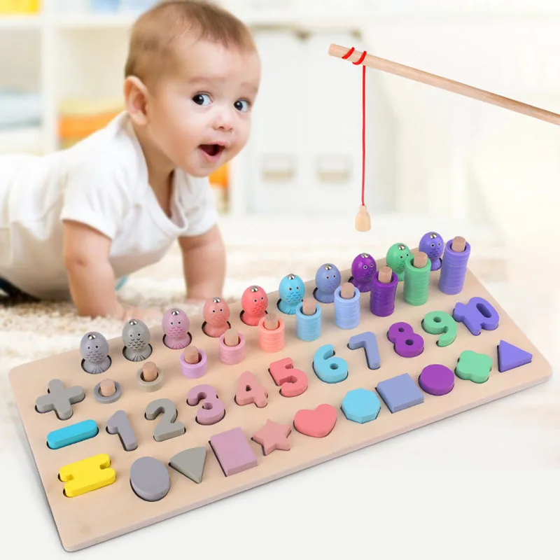 Деревянные игрушки Монтессори подсчет цифр соответствующие геометрическим