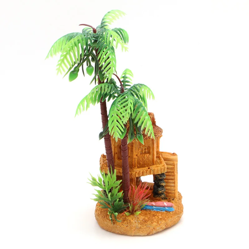 

Aquarium Simulation Coconut Tree Castle Fish Tank Ornaments Decor Landscape HX6D