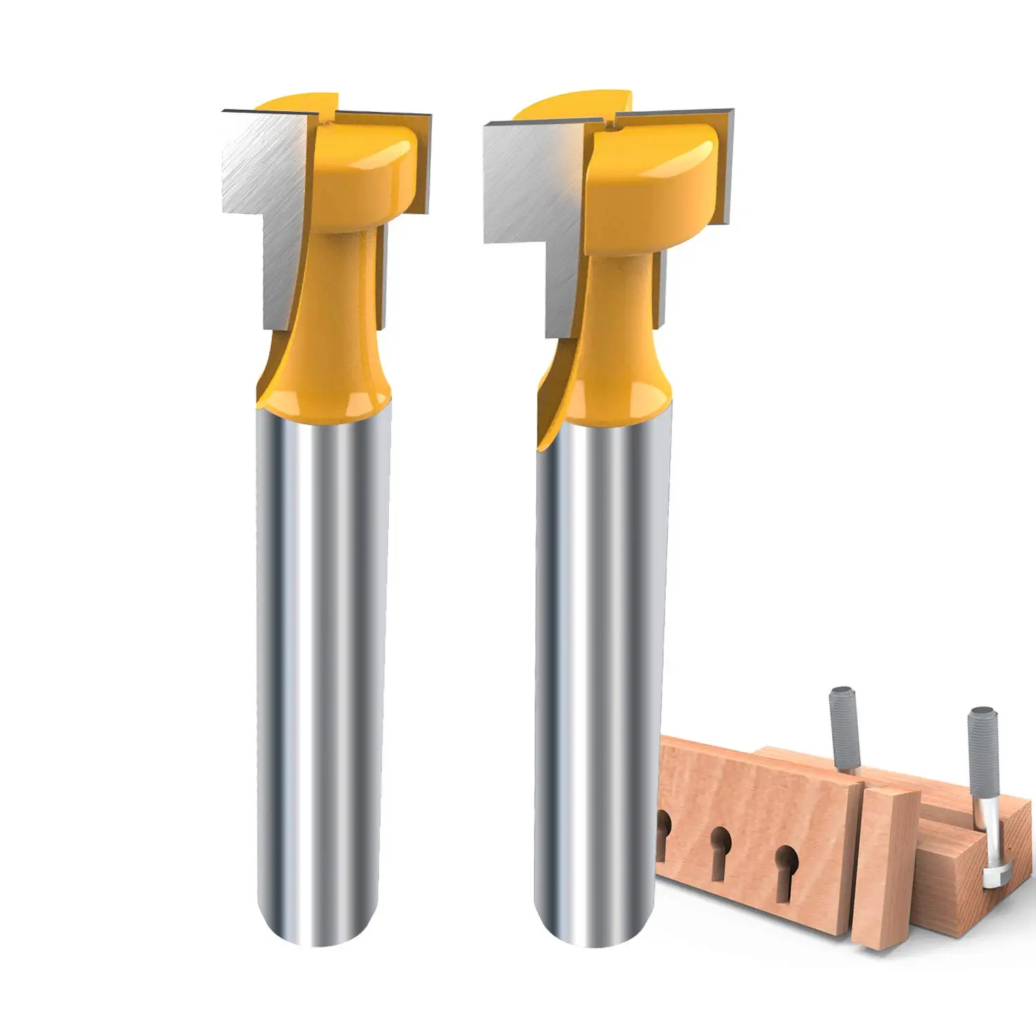 

2pcs T Slot Router Bit 1/4 Inch Shank Keyhole Router Bit Set - 3/8 & 1/2 Inch Blade Diameter Woodworking Tool