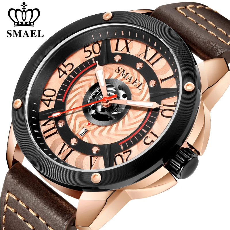

SMAEL New Mens Sports Watches Top Luxury Brand Waterproof Military Male Wristwatch Leather Quartz Watch Men Relogio Masculino